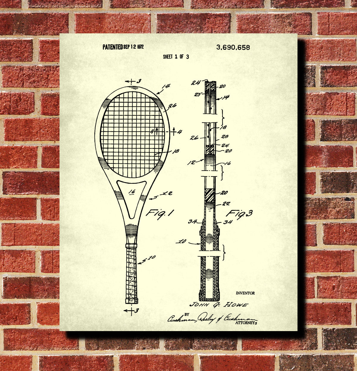 Tennis Rackets Patent Print Sports Blueprint Poster