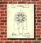Nikola Tesla Patent Print Vintage Blueprint Electrical Design Poster