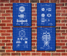 Nikola Tesla Patent Prints Set 4 Blueprint Designs Electrical Posters