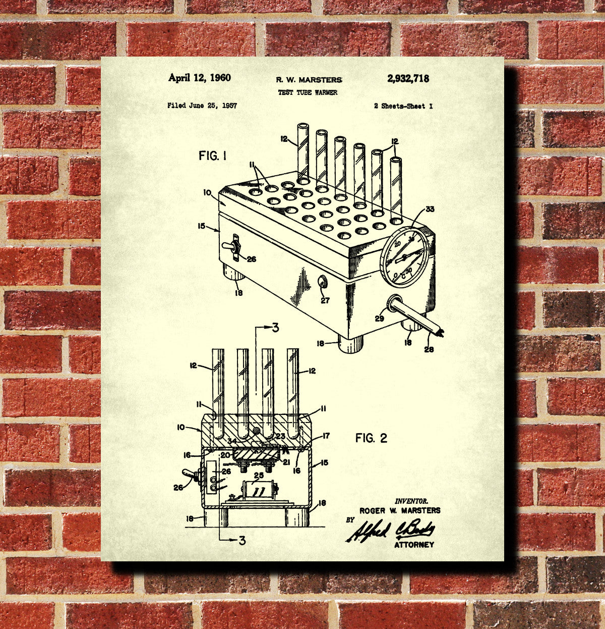 Laboratory Equipment Patent, Science Poster, Test Tubes Print