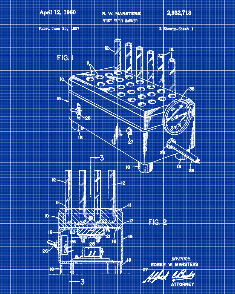 Laboratory Equipment Patent, Science Poster, Test Tubes Print