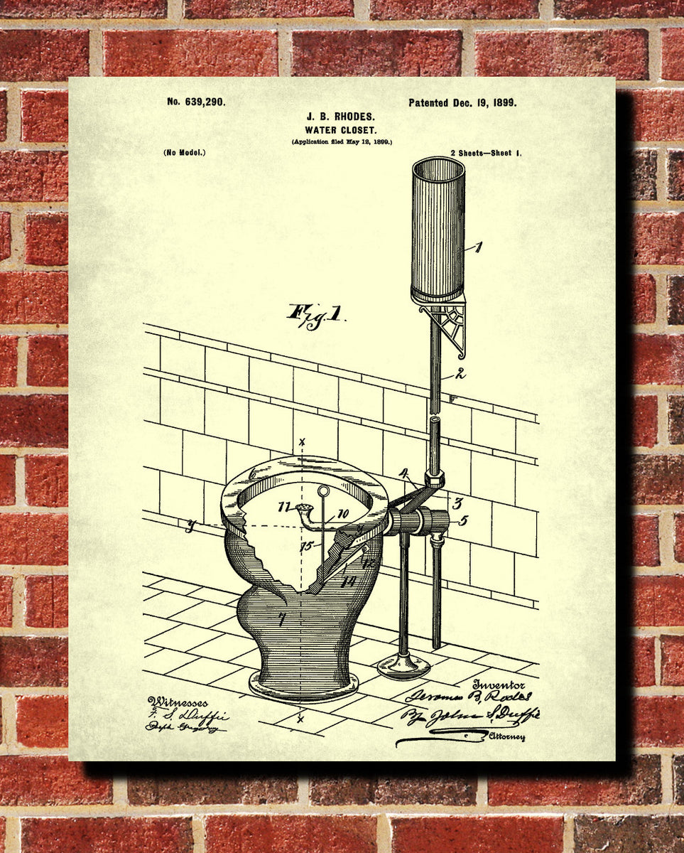 Toilet Blueprint Bathroom Art Patent Print Wall Poster – GalleryThane