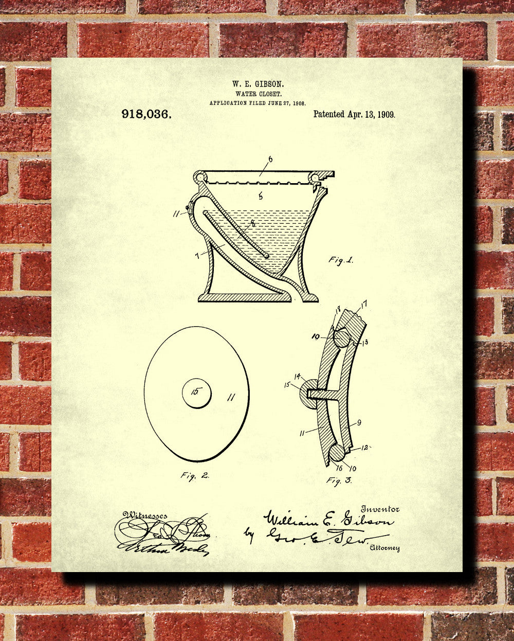 Toilet Patent Print Bathroom Blueprint Wall Art Poster - OnTrendAndFab