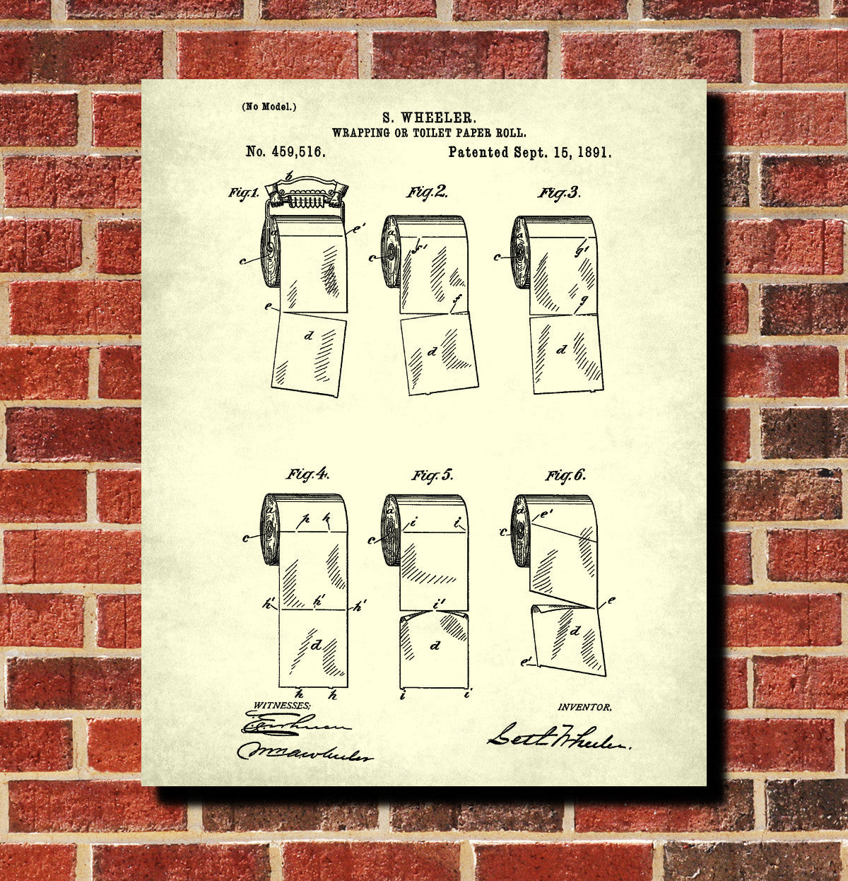 Toilet Paper Patent Print Bathroom Decor Blueprint Art Poster