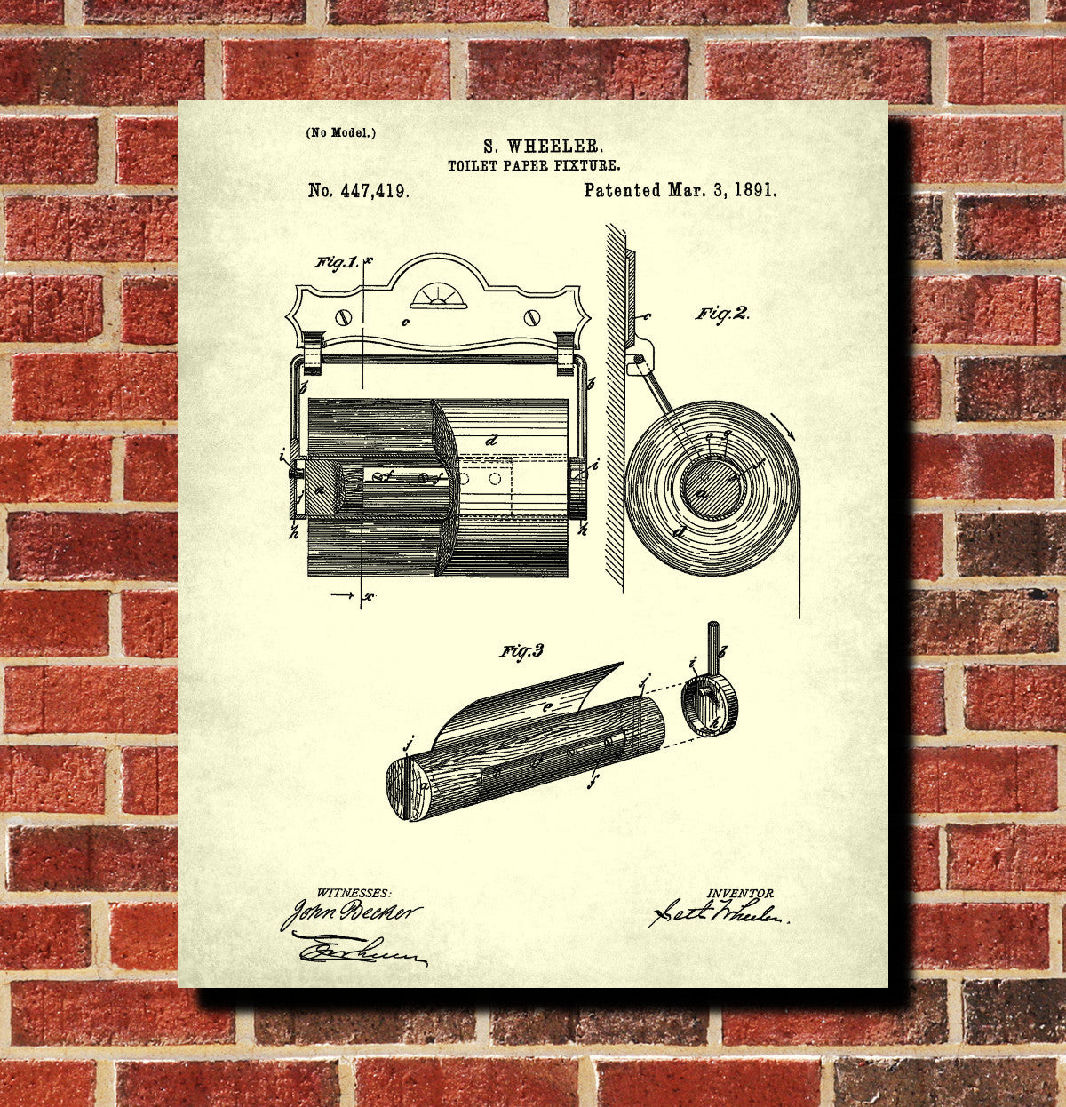 Toilet Paper Holder Patent Print Bathroom Decor Blueprint Art Poster