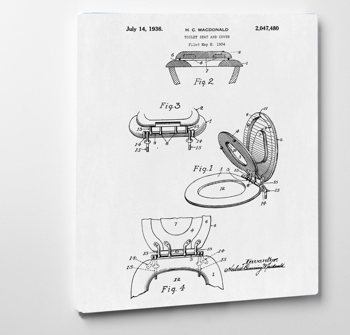 Toilet Seat Patent Print Bathroom Blueprint Wall Art Poster - OnTrendAndFab