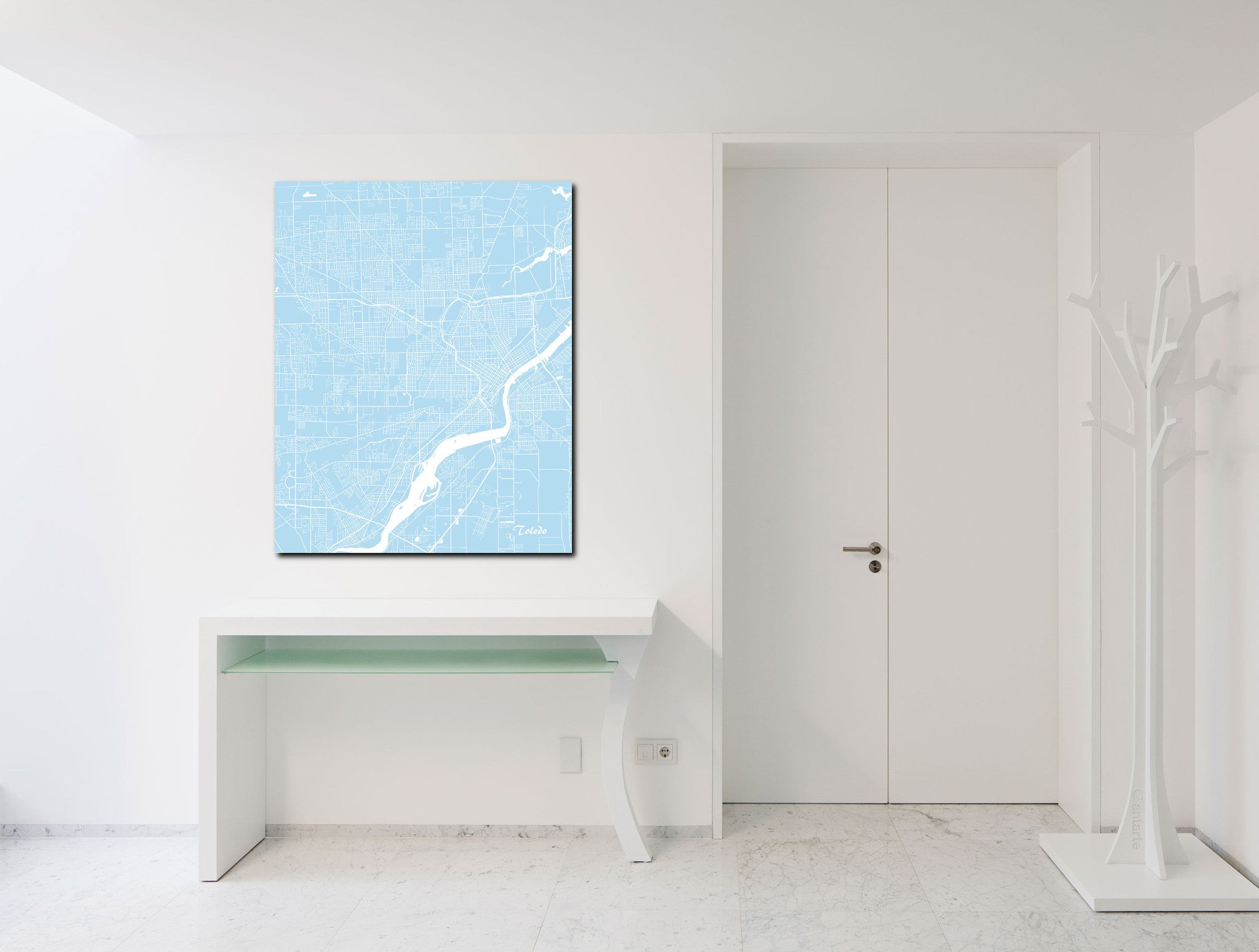 Toledo City Street Map Print Feature Wall Art Poster