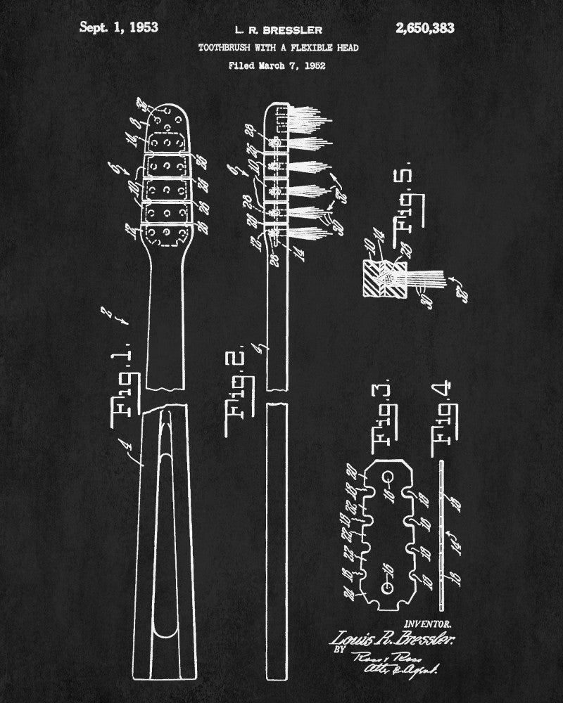 Toothbrush Patent Print Dentist Art Bathroom Poster - OnTrendAndFab