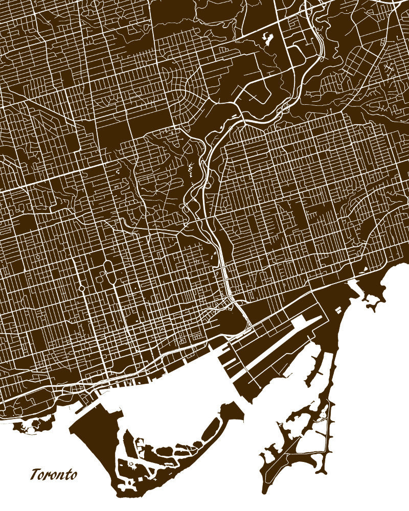 Toronto City Street Map Print Feature Wall Art Poster