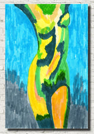 Abstract Girl, Nude Torso, Bright Art Print
