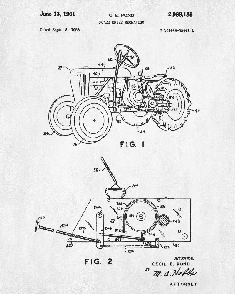 Tractor Patent Print Farm Equipment Blueprint Poster Farming Print