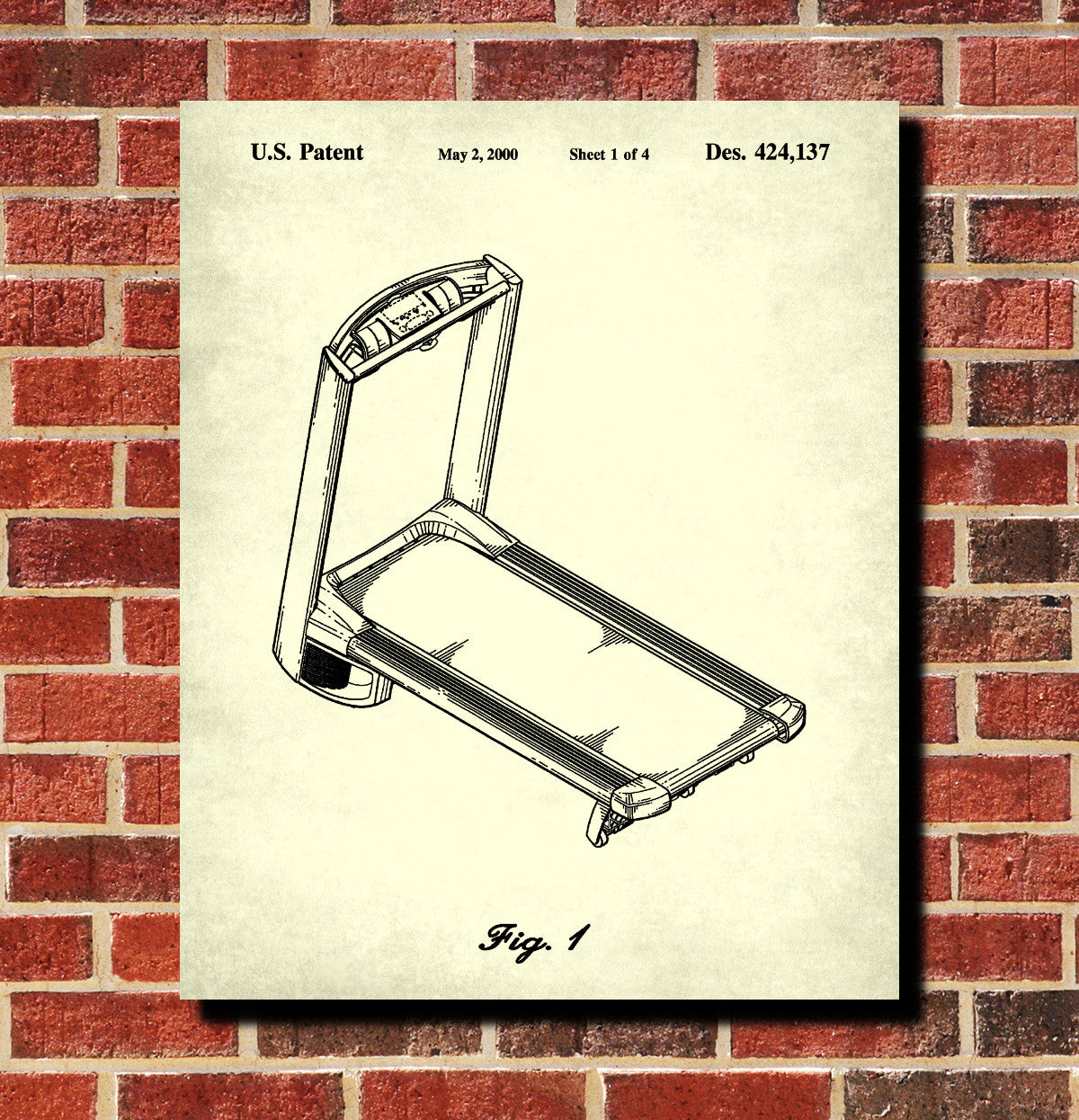 Exercise Equipment Patent Treadmill Poster Gym Art Print