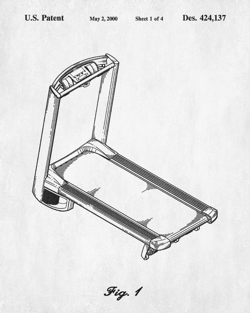 Exercise Equipment Patent Treadmill Poster Gym Art Print