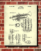 Trumpet Patent Print Jazz Musical Instrument Blueprint Poster - OnTrendAndFab