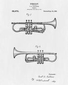 Trumpet Patent Print Musical Instrument Blueprint Poster - OnTrendAndFab