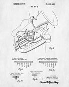 Tuba Patent Print Orchestral Musical Instrument Wall Art Poster