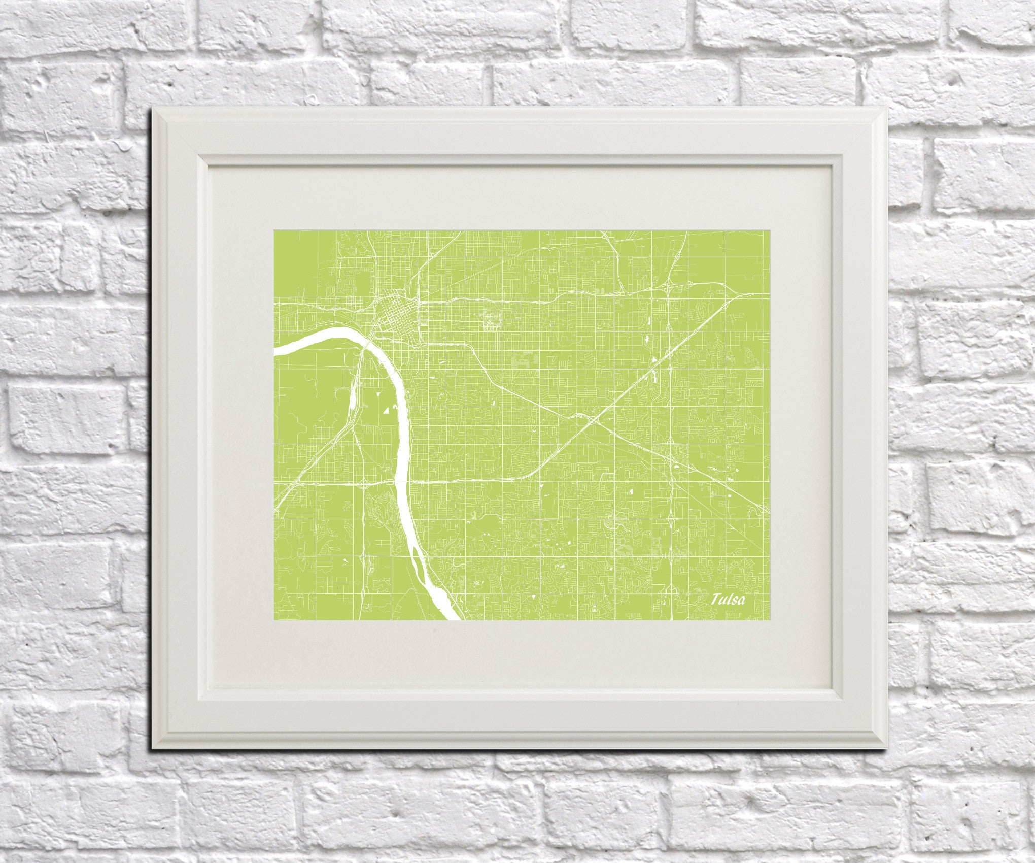 Tulsa City Street Map Print Feature Wall Art Poster