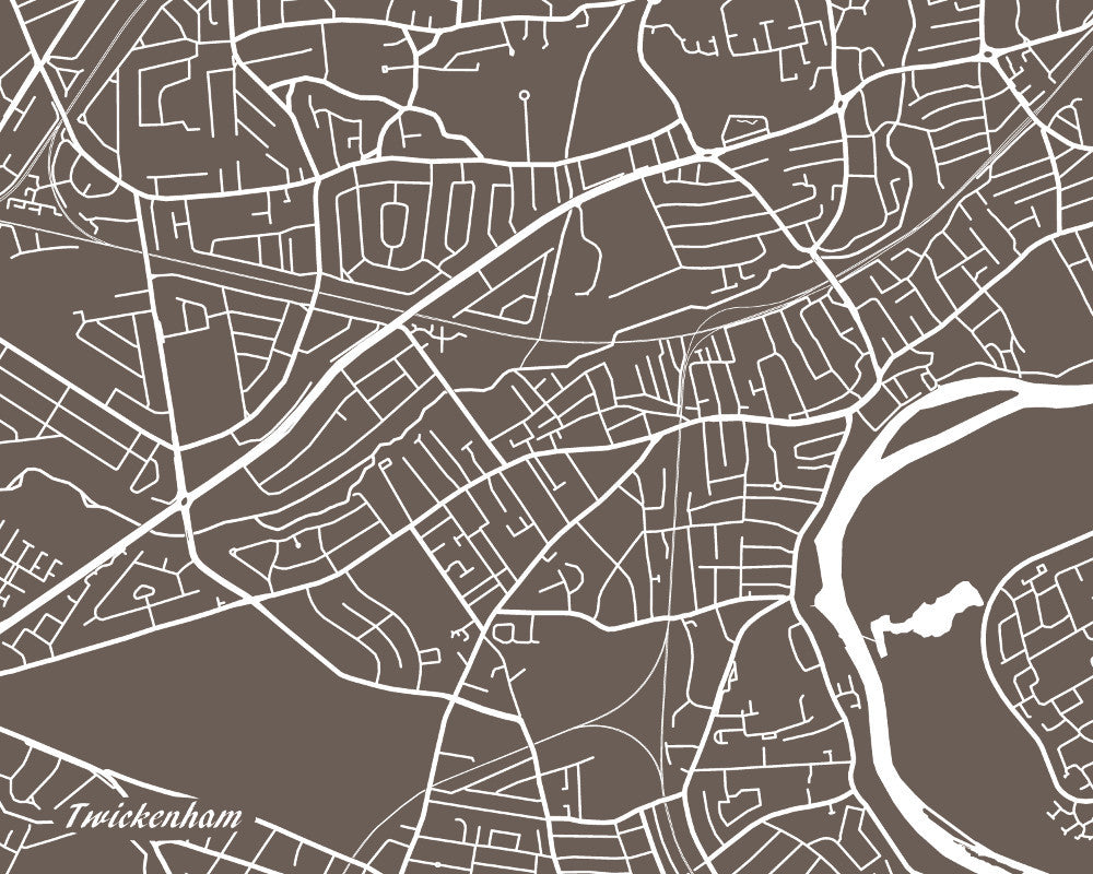 Twickenham London Street Map Print Feature Wall Art Poster