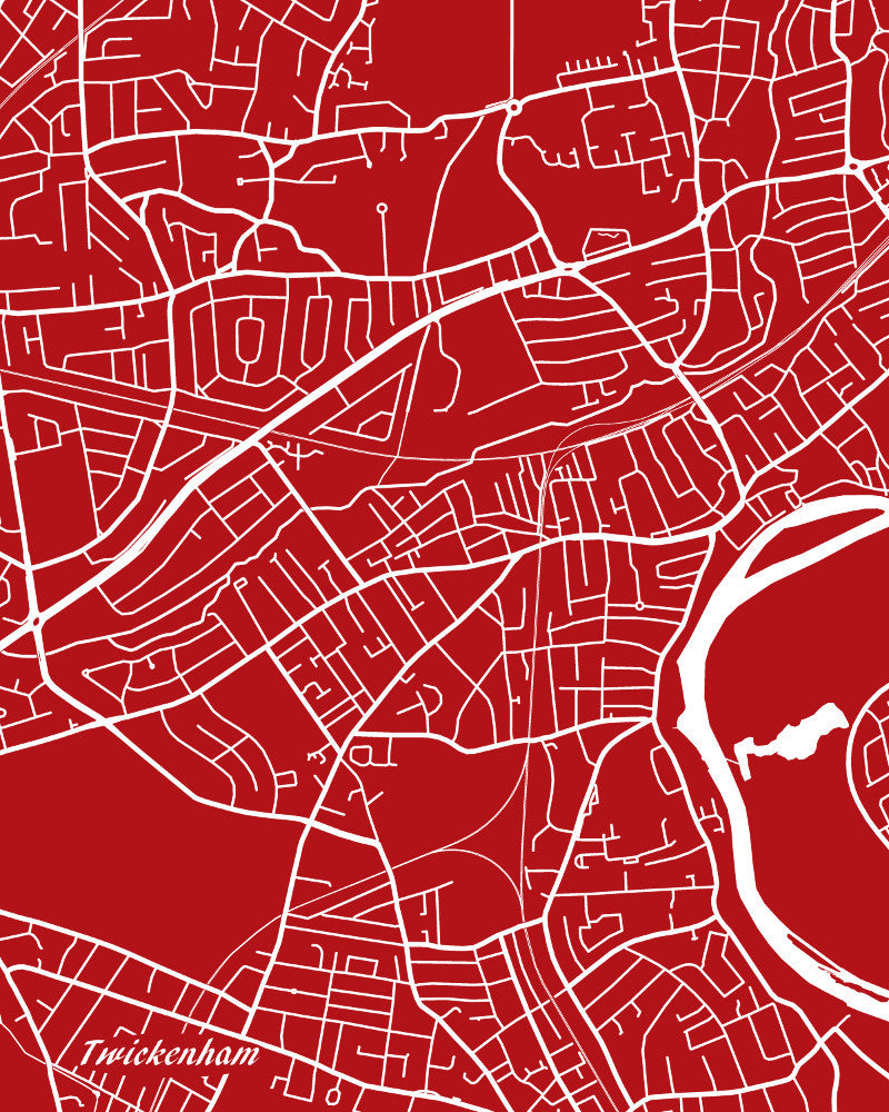 Twickenham London Street Map Print Feature Wall Art Poster