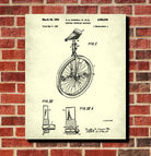 Unicycle Patent Print Cycling Poster Bicycle Blueprint