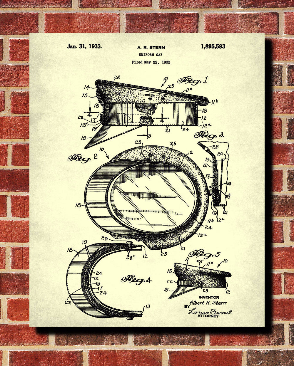 Uniform Cap Patent Print Police Wall Art Poster - OnTrendAndFab