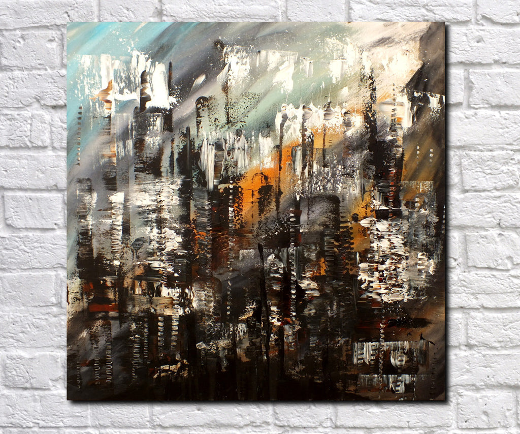 Original Painting James Lucas, Urban Change Cityscape Abstract
