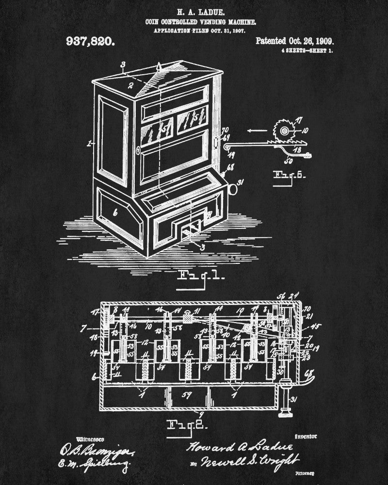 Vending Machine Blueprint Man Cave Poster Workshop Patent Print - OnTrendAndFab