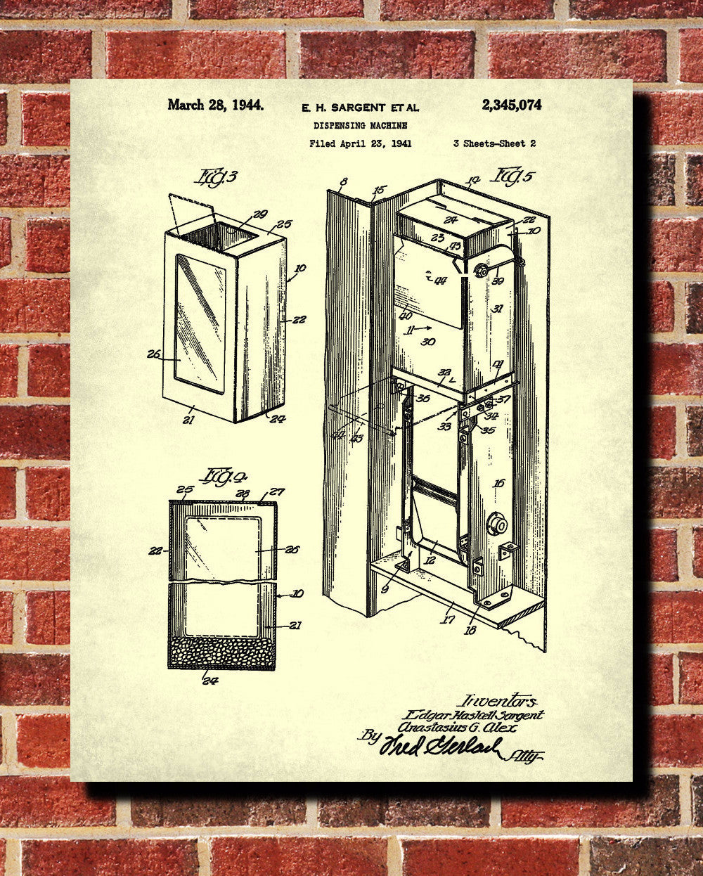 Vending Machine Patent Print Workshop Blueprint Man Cave Poster - OnTrendAndFab