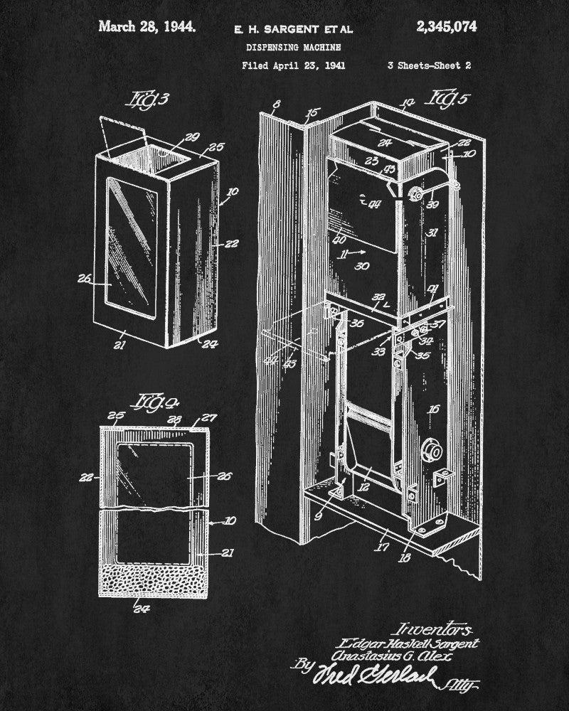 Vending Machine Patent Print Workshop Blueprint Man Cave Poster - OnTrendAndFab
