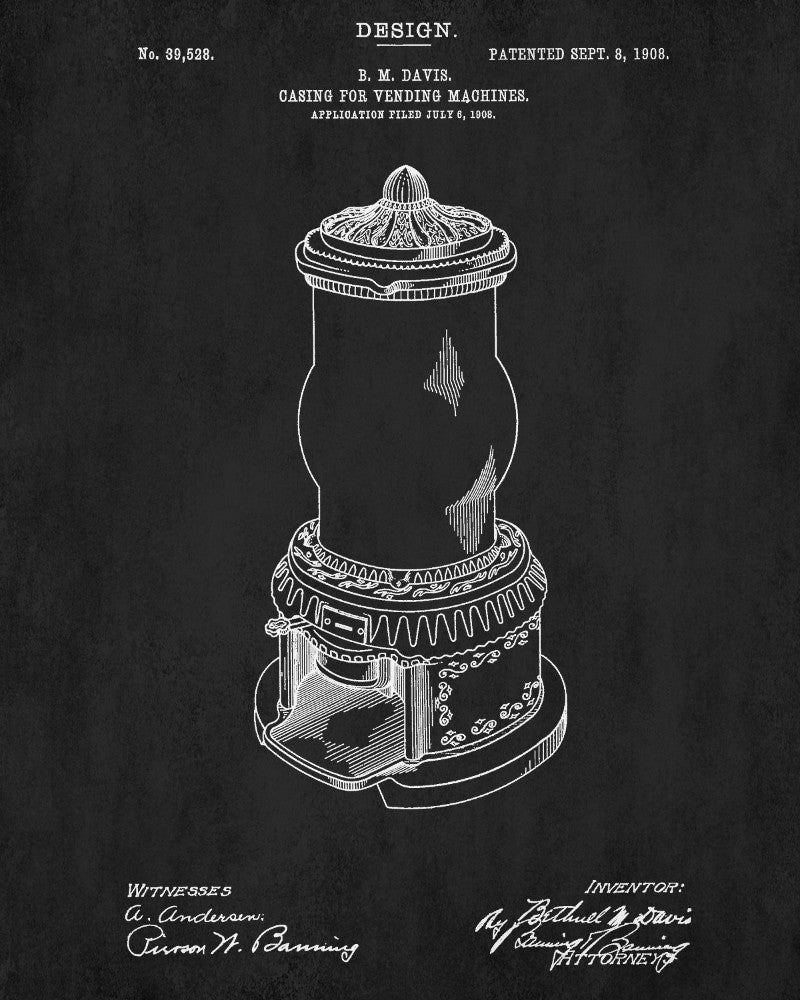 Vending Machine Patent Print Man Cave Poster Workshop Blueprint - OnTrendAndFab