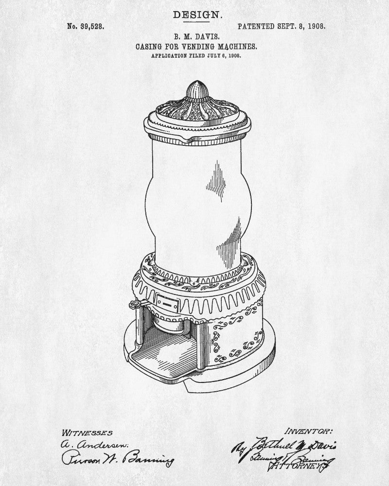 Vending Machine Patent Print Man Cave Poster Workshop Blueprint - OnTrendAndFab