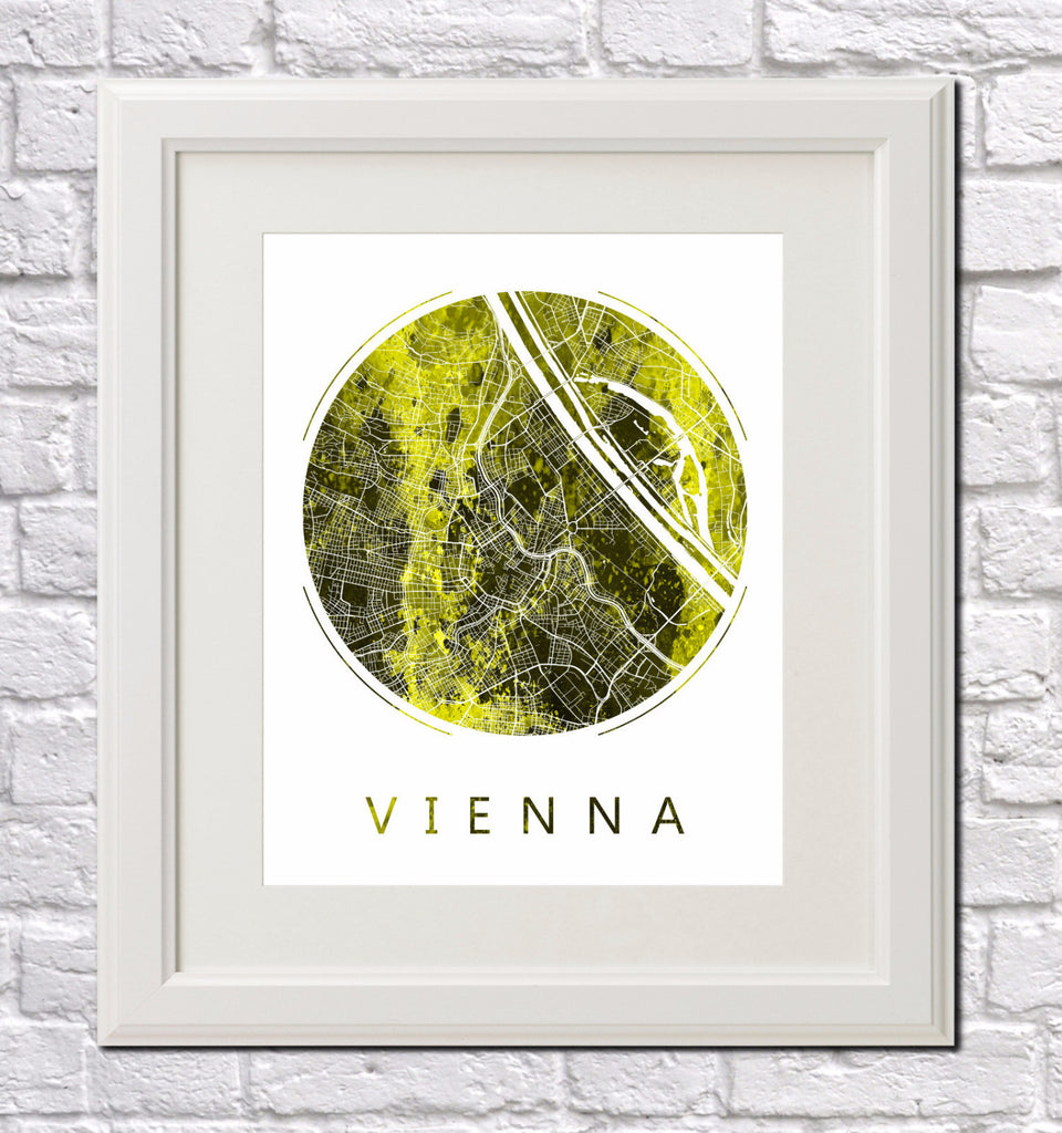 Vienna, Austria City Street Map Custom Wall Map Poster