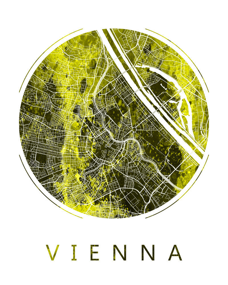 Vienna, Austria City Street Map Custom Wall Map Poster