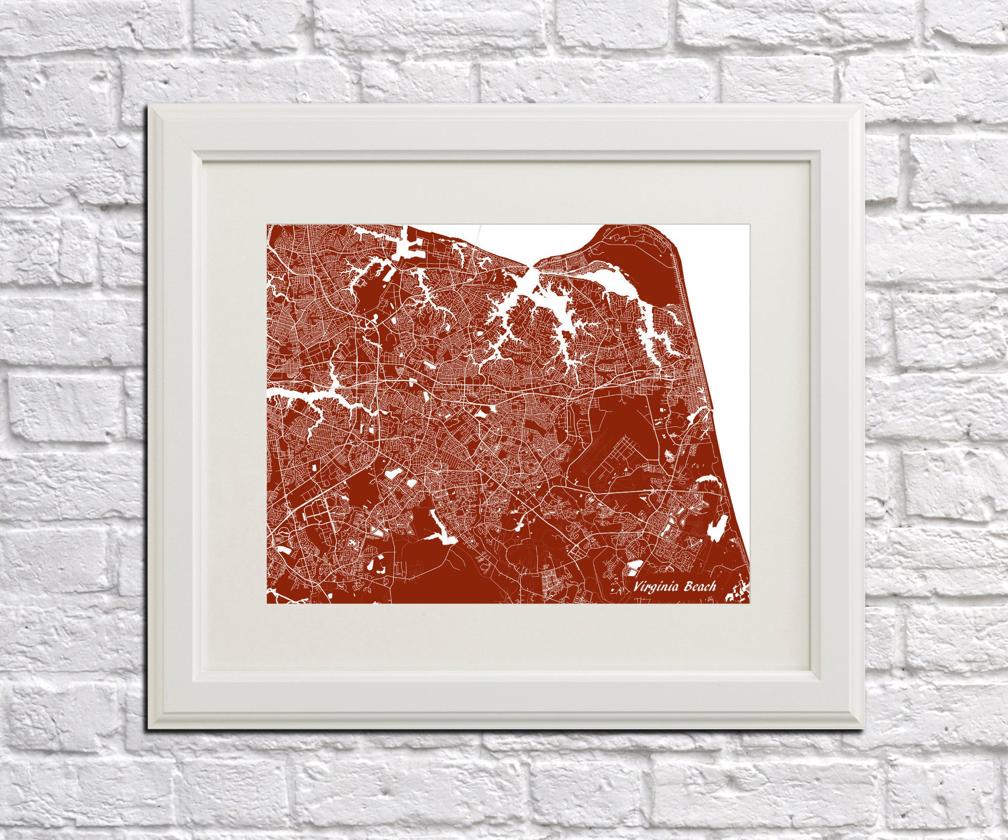 Virginia Beach, USA Street Map Print Feature Wall Art Poster