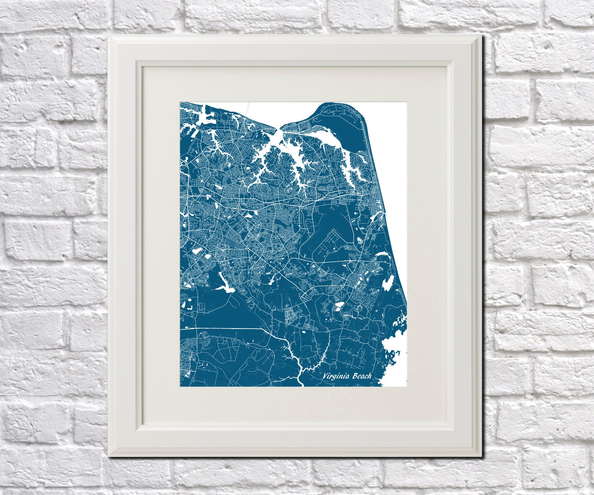 Virginia Beach, USA Street Map Print Feature Wall Art Poster