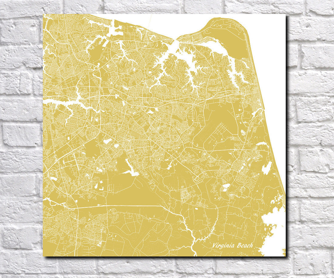 Virginia Beach Street Map Print Custom Wall Map