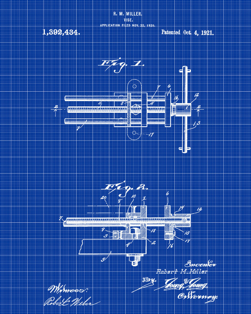Vise Patent Print Hand Tools Blueprint Workshop Poster