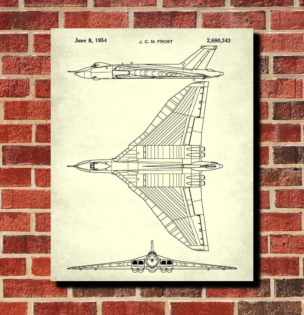 Vulcan Bomber Patent Print Aircraft Blueprint Flying Poster