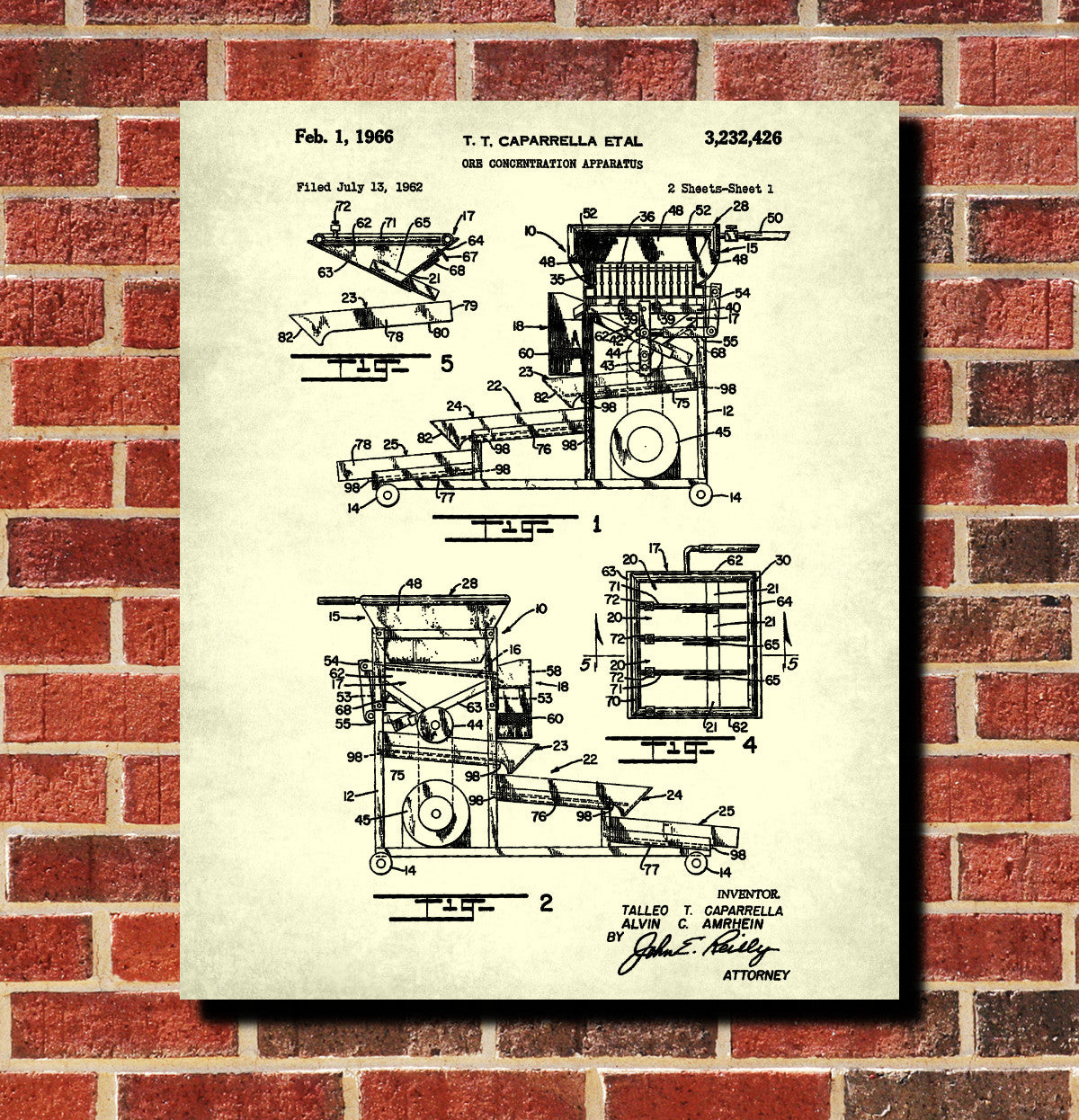 Wash Plant Patent Print Gold Rush Mining Poster