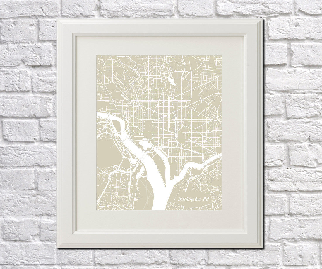 Washington DC City Street Map Print Modern Art Poster