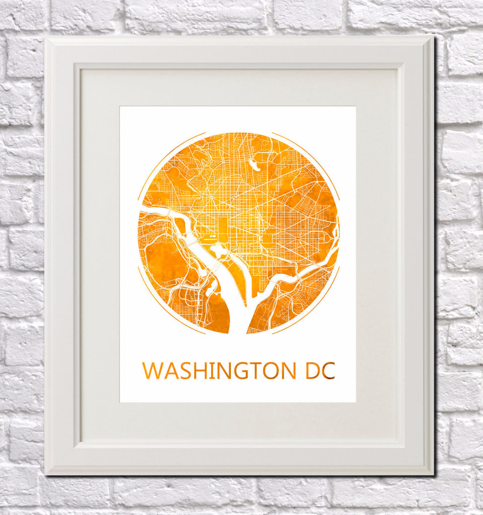 Washington D.C. City Street Map Custom Wall Map Poster