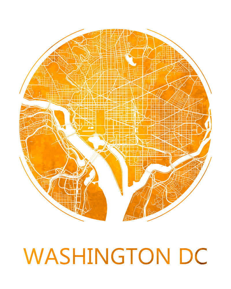 Washington D.C. City Street Map Custom Wall Map Poster