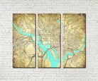 Washington DC Street Map 3 Panel Canvas