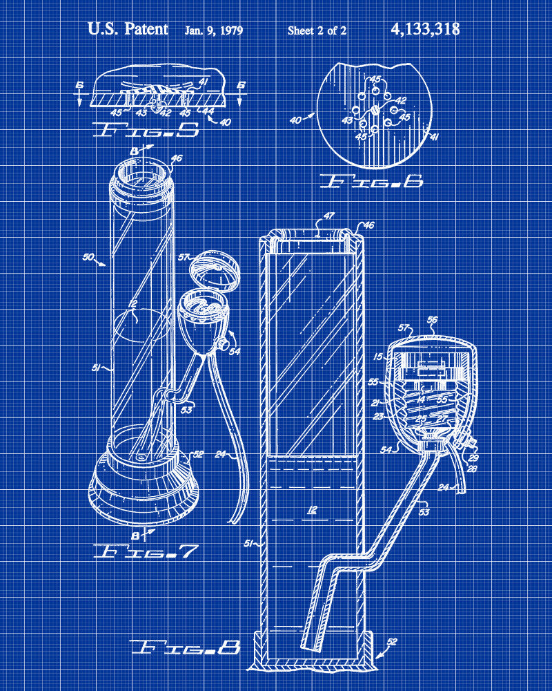 Cannabis Smoking Patent Print Bong Blueprint Poster