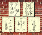 Water Pipe Patent Prints Set 5 Cannabis Bong Posters