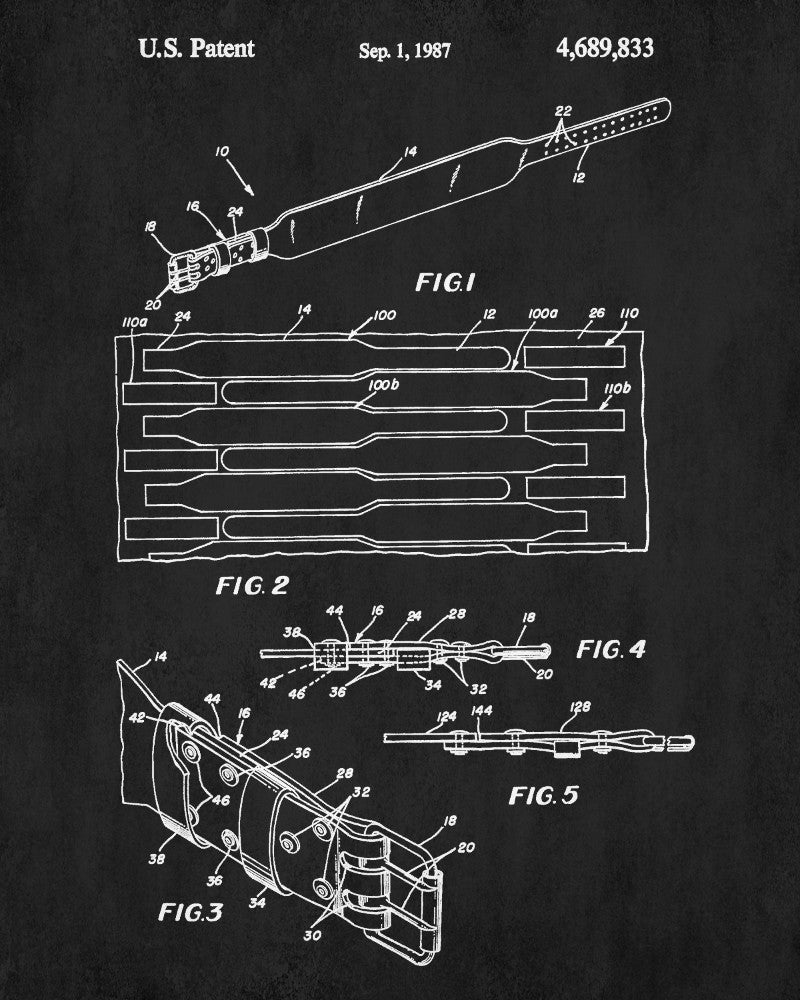 Weight Lifting Patent Print Poster Support Belt Blueprint