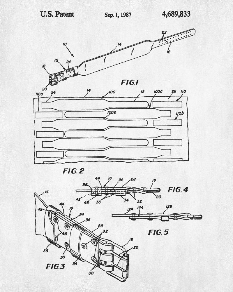 Weight Lifting Patent Print Poster Support Belt Blueprint