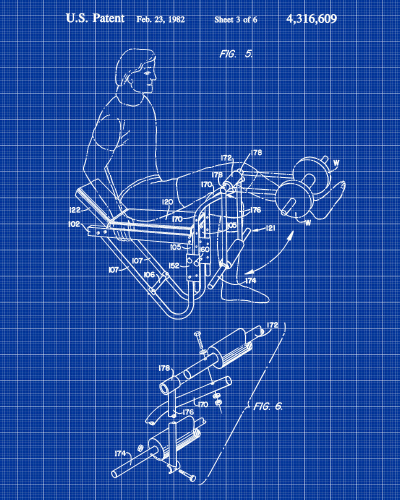 Gym Equipment Patent Print Body Building Poster Weights Art