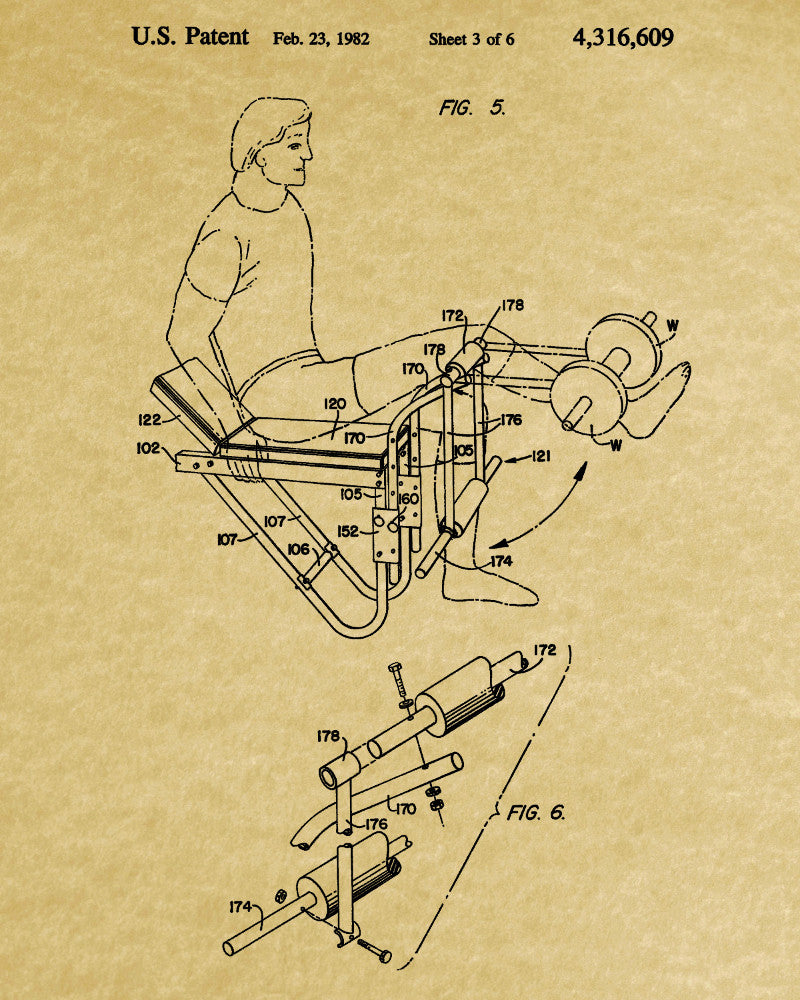 Gym Equipment Patent Print Body Building Poster Weights Art