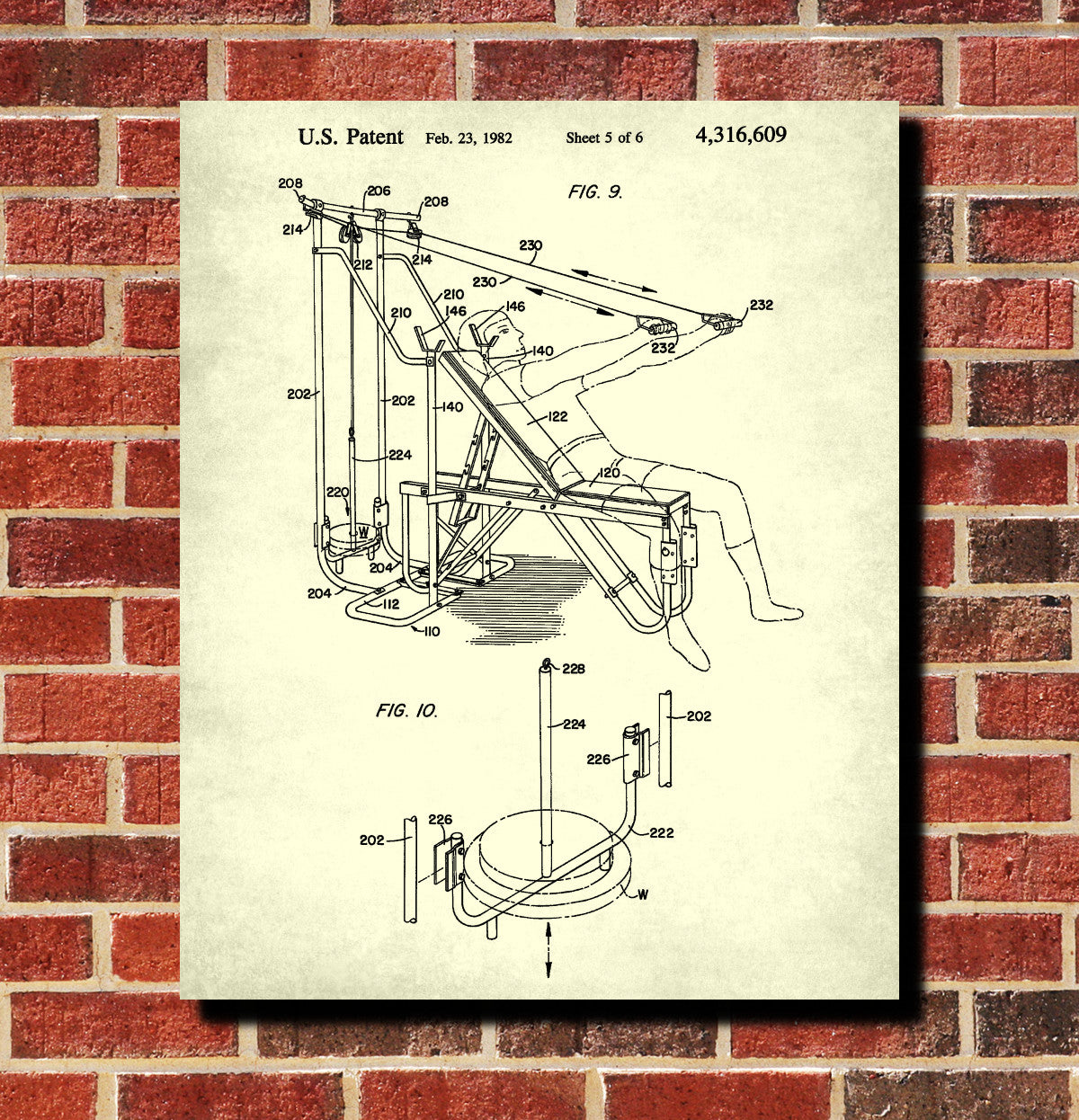 Weight Training Patent Print Body Building Poster Gym Equipment